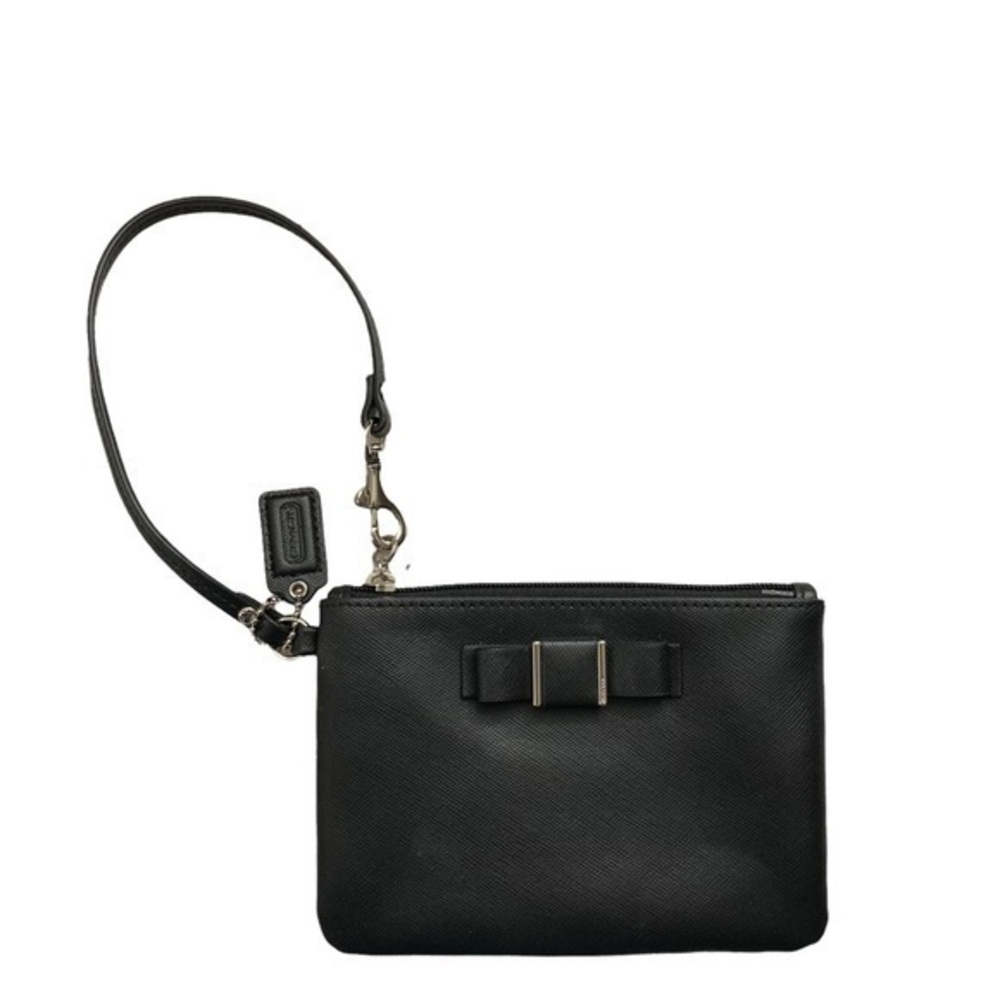 Coach black bow wristlet bag